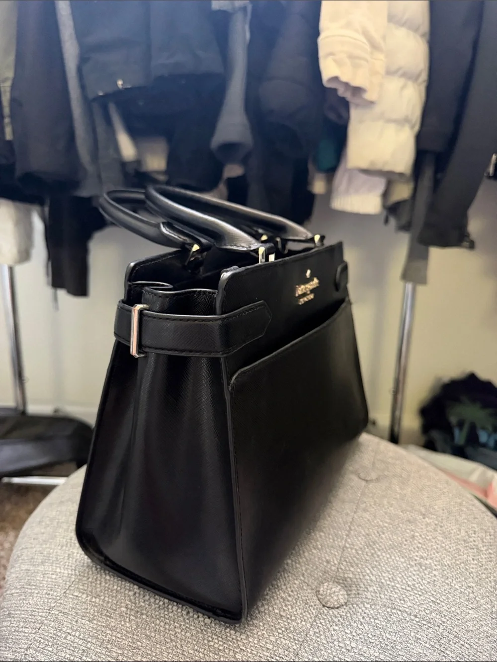 kate spade Black Saffiano Leather Structured Top-Handle Briefcase